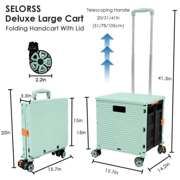 NEW - Selorss Folding Utility Cart - 2 Available (Black or Pink) - NEW - Picture 3 of 6